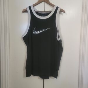 Nike Black Tank Top with White Trim - Swoosh Logo